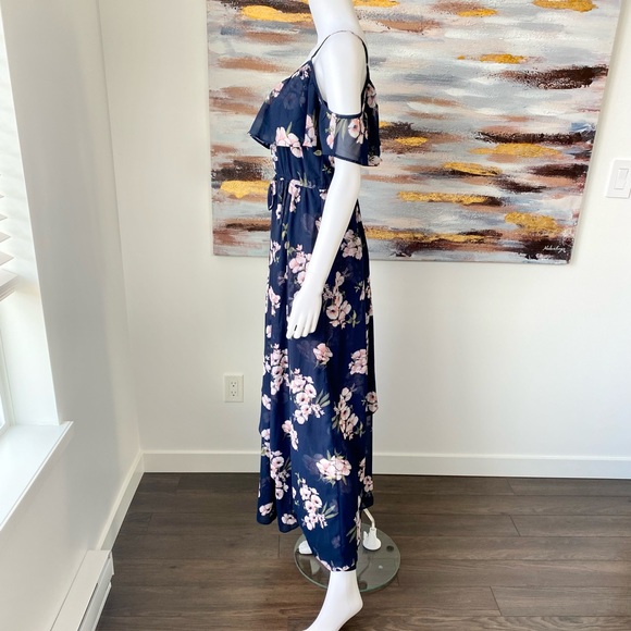 ABERCROMBIE AND FITCH “Fitch” Cold Shoulder Ruffle Maxi Dress Long - Picture 7 of 13